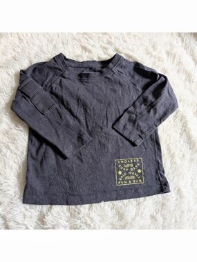 Grayson Mini Cotton Navy Blue Long Sleeve Crewneck Shirt With Arm Pocket Size 2T
